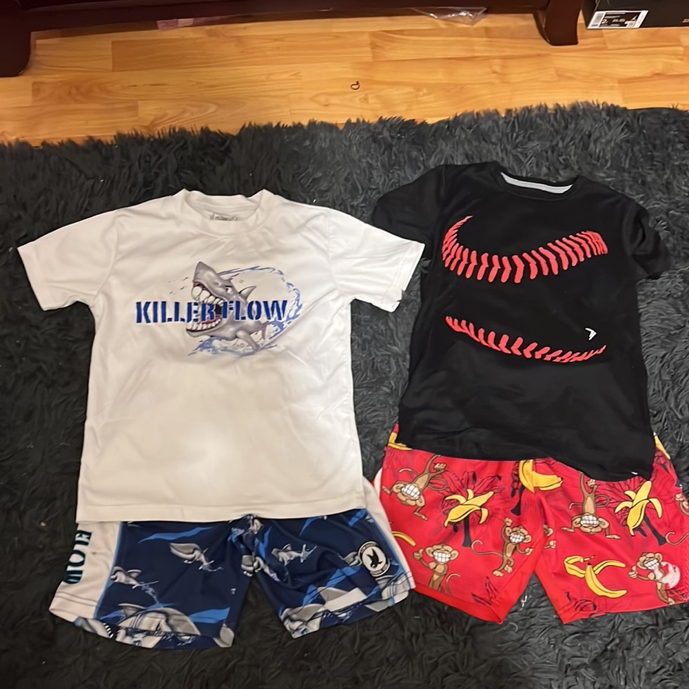 Youth Flow Society Shorts and 2 T-shirts
